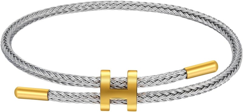 AIMADE Store Bracelets for Women Adjustable Charm Bracelet, 18k Gold-plated Buckle Design Titanium Steel Wire Rope Women's Gift Jewelry - Image 1